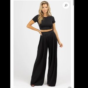 BUTTER SOFT PANTS SET w/ CROP TOP